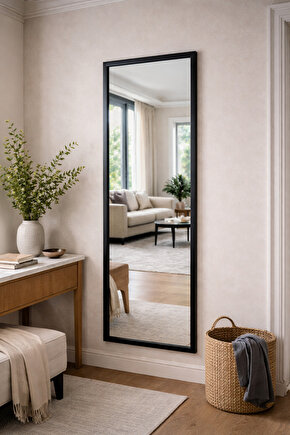 Siyah Çerçeveli Duvar Aynası & Boy Aynası-Özel Ölçü Seçenekleri-3cm Çerçeve Genişliği