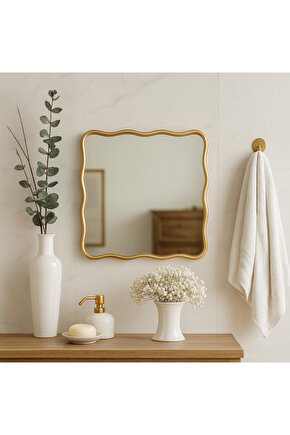 Kare Dalgalı Duvar Aynası  Konsol Aynası  Makyaj Aynası