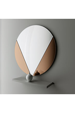 Yuvarlak V Ayna  Füme Bronz Ayna  Salon Aynası