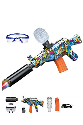 Oyuncak Tam Otomatik Su Jeli Atan AK-47 Tüfek Ateş ve Duman Efektli 1000 Adet Mermi