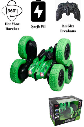 Oyuncak Işıklı Uzaktan Kumandalı Full Fonksiyon Şarjlı 2.4 Ghz 6 Teker Akrobat Araba