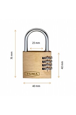 Yuma Ym2140 Şifreli Asma Kilit 4 Haneli Pirinç Blister Ambalaj 40mm