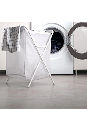 Ayaklı Çamaşır Sepeti Yükseklik: 60 cm Genişlik: 43 cm İkea Katlanabilir Kirli Sepeti Hacim: 50 Lt