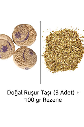 Doğal Ruşur Taşı (3 Adet) + 100 gr Rezene Tohumu - Cilt Temizliği ve Bitkisel Çay Seti
