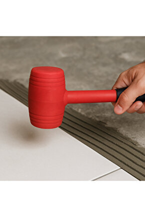 50lik Kauçuk Tokmak Fayansçı Tokmağı Çadır Zemin Sabitleme Çelik Seramik Döşeme Tadilat Kırmızı Renk