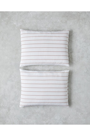 Serene Stripes Pamuklu 2li Yastık Kılıfı 50x70 cm Pembe