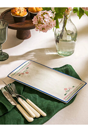 Karışık Çiçek Baskılı Seramik Sunum Tabağı 28 Cm