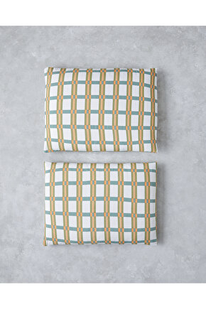 Summer Plaid Kolay Ütülenir 2li Yastık Kılıfı 50x70 cm Yeşil