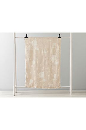 Pamuk Kuzu Pamuk Unisex Bebe Battaniye 80x120 Cm Bej Ekru Hayvan Desenli 90 x 120