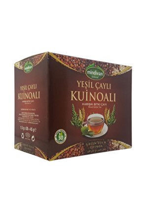 Mindivan Yeşil Çaylı Kinoa Karışık Bitki Çayı 30 Süzen Poşet - 1 Kutu Çay