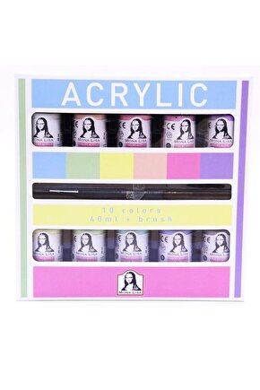 MonaLisa Akrilik 10 Chalk x 40 ml + Fırça Set