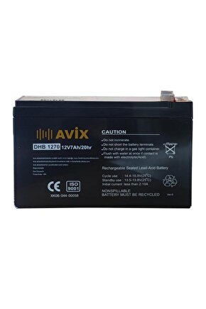 AVİX 12v 7ah- Bakımsız Kuru Akü 2023 Üretim 12 Volt 7 Amper Akü
