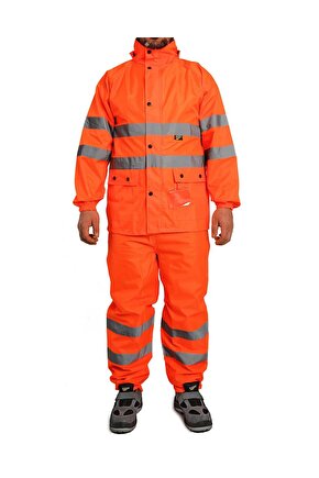 BESTGUARD Yağmurluk Oxford Reflektörlü Turuncu Takım
