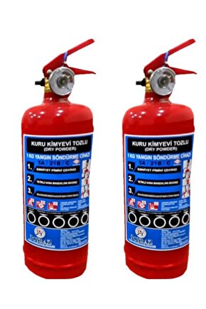 Şok Kampanya 2 Adet 1kg Yangın Tüpü Tüv-türk Muayeneye Uyumlu 4 Yıl Garantılı Askı Aparatı