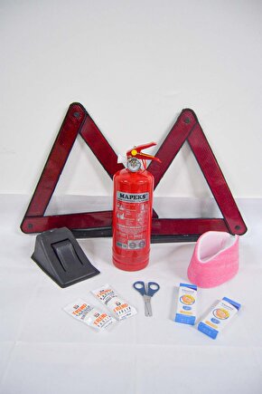 Üçgen Trafik Ve Ilkyardım Seti Mapeks Yangın Tüpü Takoz Reflektör Boyunluk Ekonomik Set
