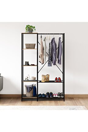 Metal Ayaklı Mdf Raflı Askı Elbise Askısı Çok Amaçlı Dolap Gardrop
