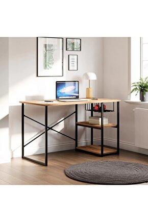 Çalışma Masası Telli Raflı Ofis Laptop Bilgisayar Masası
