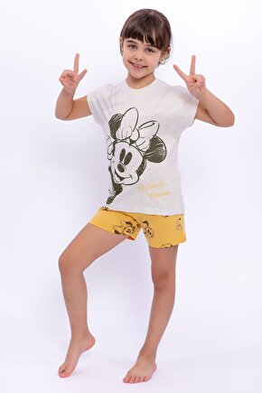 Lisanslı Kremmelanj Kız Çocuk Şort Takım
