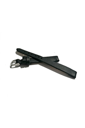 &Her Saate Uyumlu Hakiki Deri Saat Kordonu DÜZ SİYAH 10 mm ( 419 )