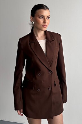 Kadın Düğme Detaylı Oversize Blazer Ceket