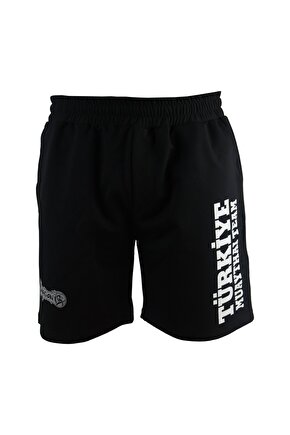 MT3038 Muaythai Şortu Türkiye Muay thai Team Baskılı Siyah Şort