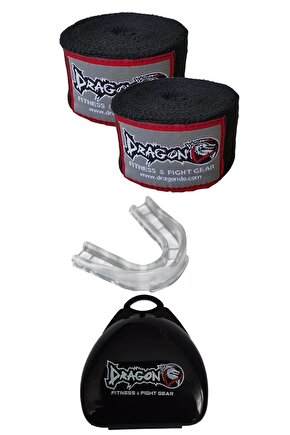 DragonDo 3,5 Metre Elastik Boks Bandaj ve Kutulu Profesyonel Şeffaf Dişlik 2li Set