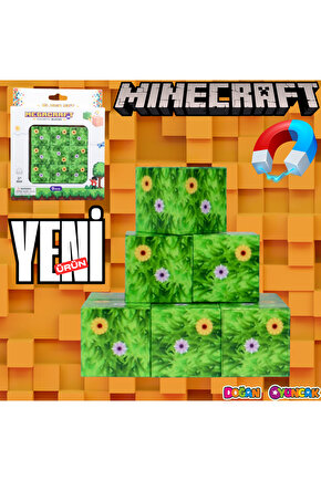 Minecraft Çiçekli Çim Desenli Blok Manyetik Lego Minecraft Manyetik Lego Minecraft Lego Megacraft Le