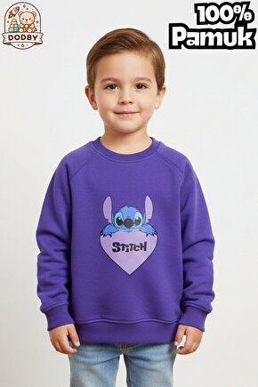 Stitch Sweatshirt İçi Yumuşak Tüylü Sweatshirt Erkek Çocuk Kıyafet Kız Çocuk Kıyafet Stitch Kıyafet