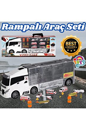 Rampalı Ambulans Tır Seti - Ambulans Taşıyıcı Tır - Kaydıraklı Kamyon - Araç Yol Seti - Tır Yol Seti