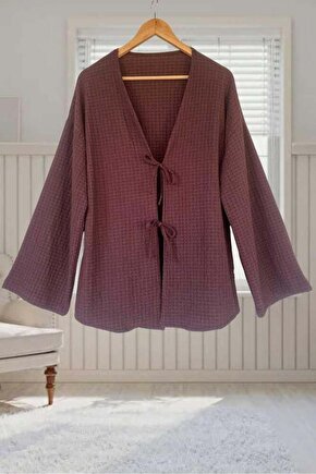 Gülkurusu Önü Bağlamalı Kimono Tunik  Likralı Ütü İstemez Kumaş