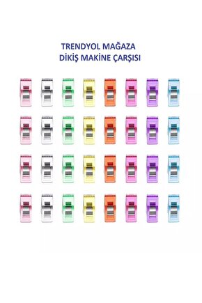 Dikiş Makine Çarşısı Singer Beko Zetina Bındallı Janome 32 Adet Renkli Kumaş Mandalları (32 Adet)