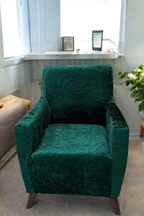 1Li Parlak Kadife Giydirme Koltuk Örtüsü (ZÜMRÜTYEŞİLİ)