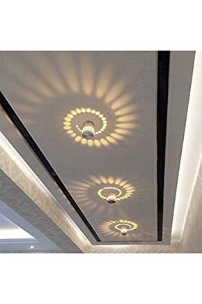 1 Adet Elektrikle Çalışır, 3 Watt Yaylı Tavan Ve Duvar Aplik, 3000 Kelvin Sarı Işık Metal Led Aplik