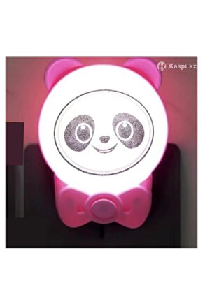 Sevimli Panda Bebek Çocuk Odası Gece Lambası, Prize Tak Çalıştır Anahtarlı, 2 Watt Beyaz Işık Ledli