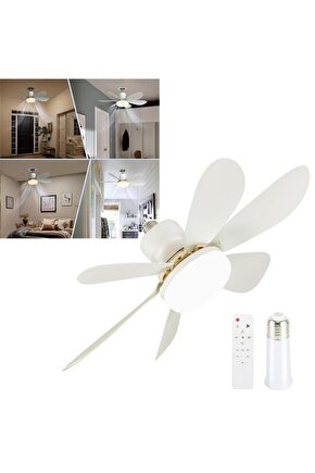 Çok Kaliteli, 3 Işık Modlu, Pervaneli, Kumandalı Serinleten Led Ampul, 62 Watt Pervaneli Fan Ampul