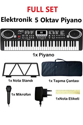 Piyano 61 Tuşlu 5 Oktav Org 100 Ses+100 Ritim Eğitim İçin Mikrofon+ Nota Standı+Taşıma Çatası HEDİYE