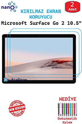 2 ADET Microsoft Surface Go 2 10.5 Tablet İçin Tam Uyumlu Ekran Koruyucu Cam Nano HD Esnek Kırılmaz