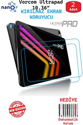 2 ADET Vorcom Ultrapad PRO 10.36 Tablet İçin Tam Uyumlu Ekran Koruyucu Cam Nano HD Esnek Kırılmaz