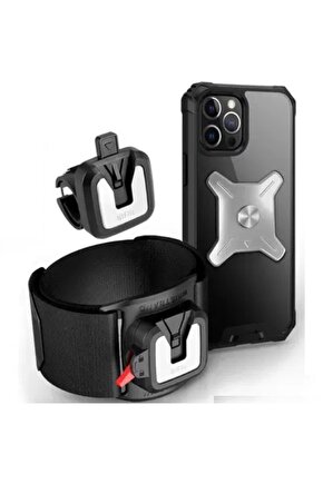 Bisiklet Motorsiklet Gidon Telefon Tutucu 2in1 KolBilek Takılan Band Pratik Kilitli Telefon Tutucu