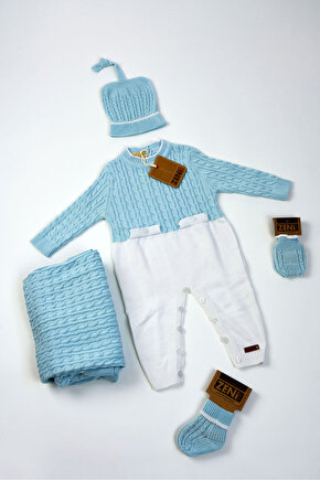 Yeni Doğan 5li Örme Triko Tulum Set (Özel Kutulu)