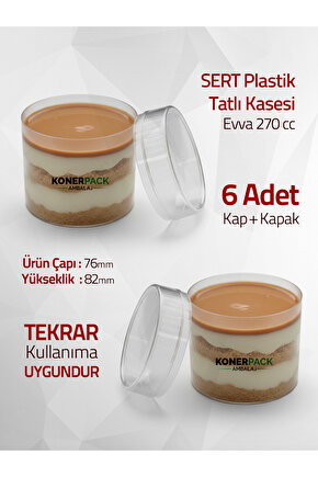 6 Adet Kapaklı Sert Plastik Magnolya Kasesi 270 cc