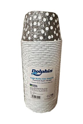 Muffin Kağıt Karton Siyah Puantiyeli Cupcake Kek Kalıbı Kapsülü Kabı - 50 Adetlik 1 Paket