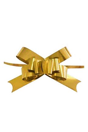 50 Adet Pratik Çekme Rafya Fiyonk Metalize Gold ( 13 Cm * 10 Cm )