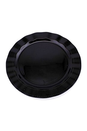 Plastik Tabak Sert Lüks 26cm (6 Adet) Renk Siyah