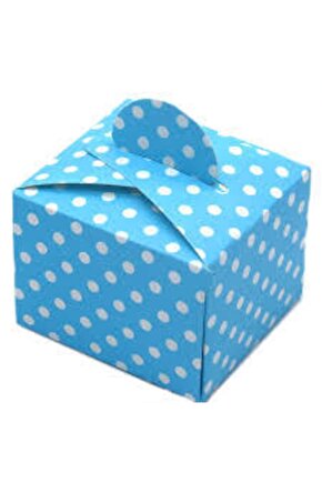Kare Puantiyeli Mavi Lokum Kutusu Lokumluk 12 Adet