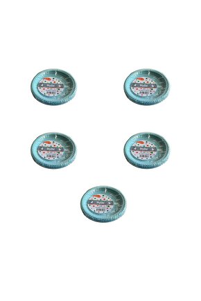 Kullan At Renkli Turkuaz Parti Davet Plastik Tabak - 22 Cm. - 25 Adetlik 5 Paket