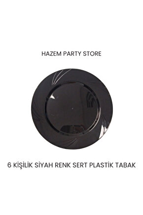 Plastik Sert Mika Tabak Siyah Renk 6 Adet