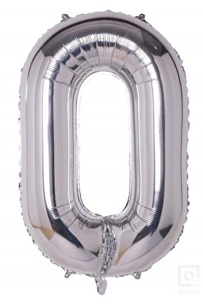 100 Cm Gümüş Gri Folyo 0 Rakam Balon 40 Inc Parti Sayı Doğumgünü Balonu