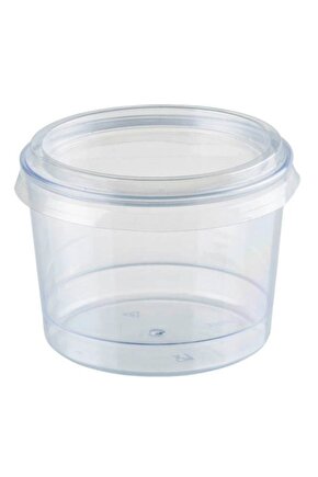 Plastik Tatlı Kabı Kasesi Kristal Kapaklı 10 Adet  180 Cc