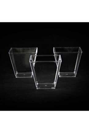 Şeffaf Kristal Mika Ekstra Sert Plastik 6 Adet Kübik Kase 200 Cc